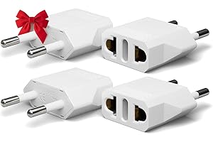 4 Pack European Travel Plug Adapter, Unidapt US to Europe Plug Adapter, European Adapter Type C Pin Adaptor, Outlet Converter America USA to Europe Italy Spain Germany France EU, Power Plug, White