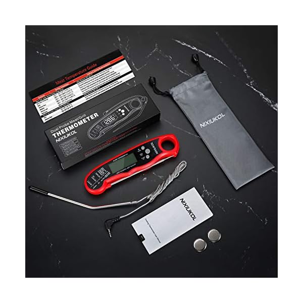 NIXIUKOL-Meat-Thermometer-Digital-Cooking-Thermometer-with-Instant-Read-2-Probe-Large-LCD-Screen-Temperature-Alarm-Magnet-Food-Thermometer-Perfect-for-Kitchen-Milk-BBQ-Grill-Oven-red NIXIUKOL Meat Thermometer Digital Cooking Thermometer with Instant Read, 2 Probe, Large LCD Screen, Temperature Alarm…