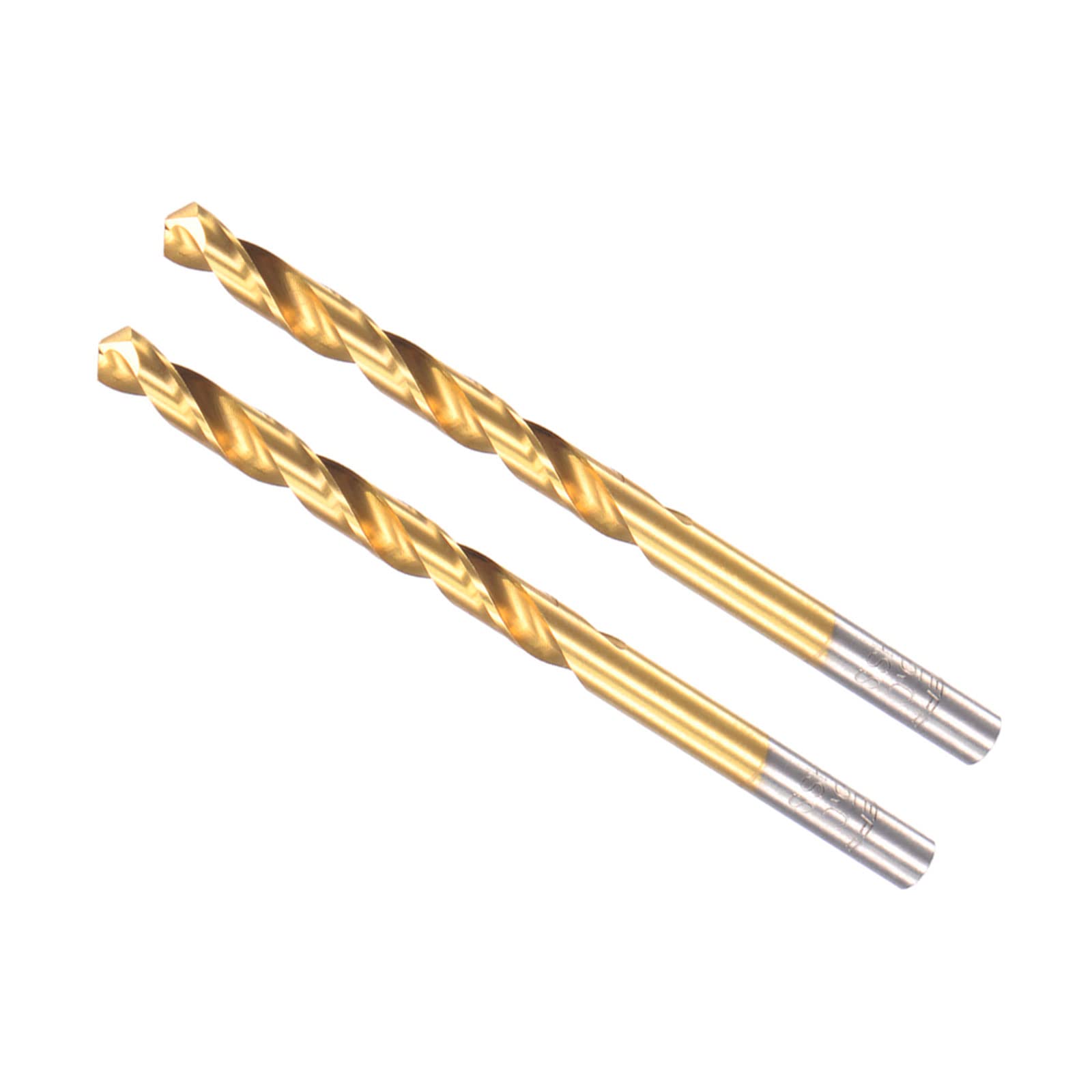 CoCud Twist Drill Bits, 5mm Drilling Diameter, Titanium Coated High Speed Steel 6542 Straight Round Shank - (Applications: for Stainless Steel Alloy Metal), 2-Pieces