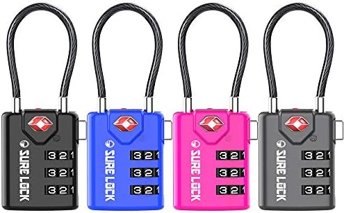 SURE LOCK TSA Reiseschlösser Set - 2 Stück Mit Inspektionsanzeige, Perfekt Für Flugreisen