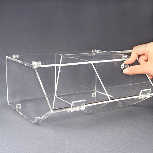 Ikee Design Acrylic Display Case Storage w/ A Hinged, Slanted Door & A Divider, 2 Compartments