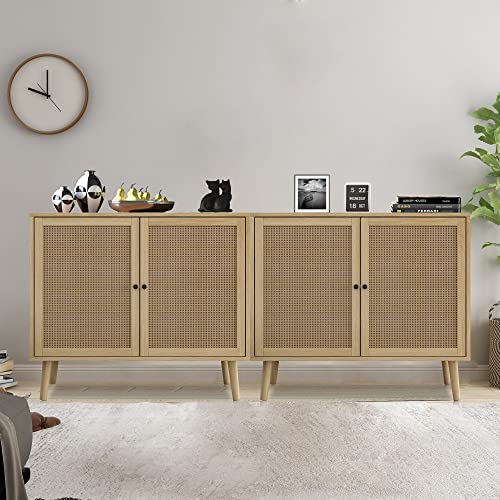 QHITTY Rattan Sideboard Buffet Accent Kitchen Storage