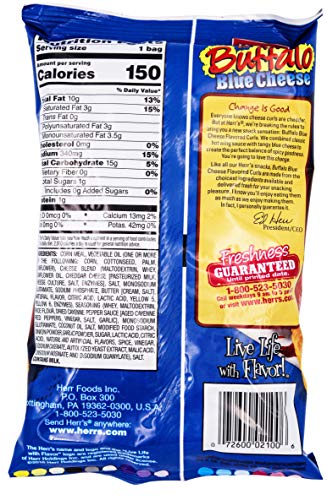 HERR'S Cheese Curls, 1oz Bag (Buffalo Blue Cheese Curls, 12-Pack)