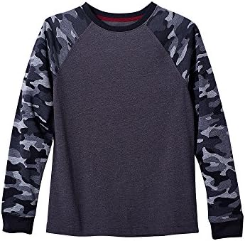 Ruff Hewn Boys' 8-20 Camo Sleeve Crew Neck Tee Gray Camo M (10/12)