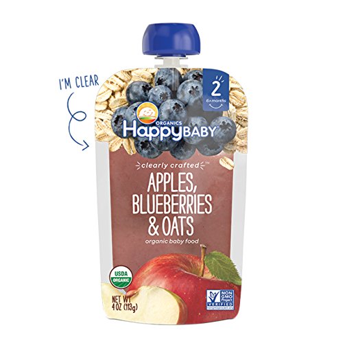 image for Happy Baby Organic Clearly Crafted Stage 2 Baby Food Apples, Blueberri