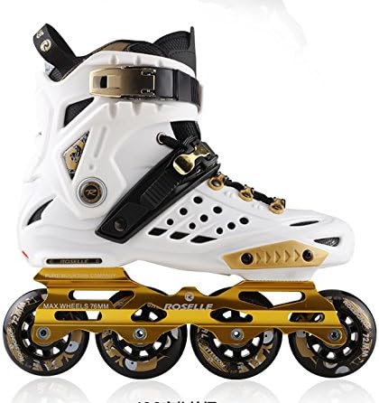 Adult Inline Skates Unisex Slalom Rollerblades White Gold 39