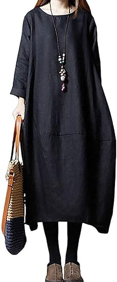 Amazon Co Jp Yzs 秋冬 ロングワンピース レディース ワンピース 丈 トップス 大きいサイズ ゆったり 長袖 ルーズなのドレス 服 ファッション小物