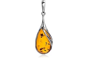 Ian and Valeri Co. Genuine Amber Sterling Silver Drop Large Pendant