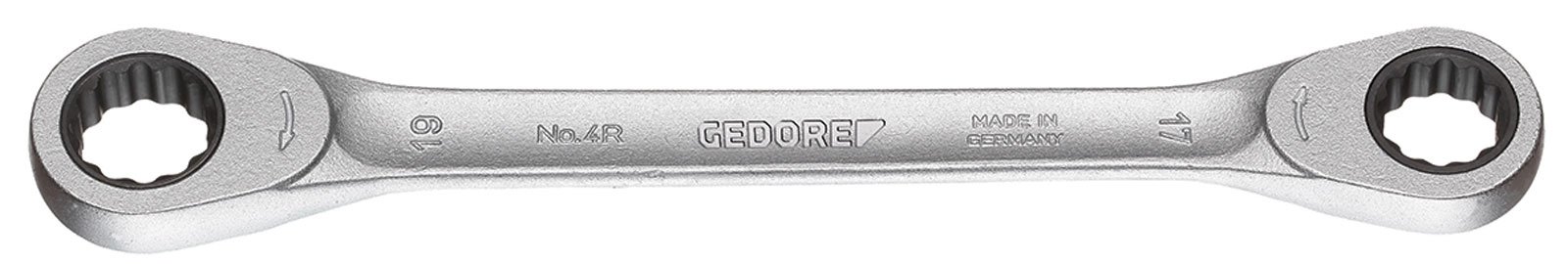 Gedore 4R-8X9 8 x 9 mm Double Ring Ratchet Spanner - Silver