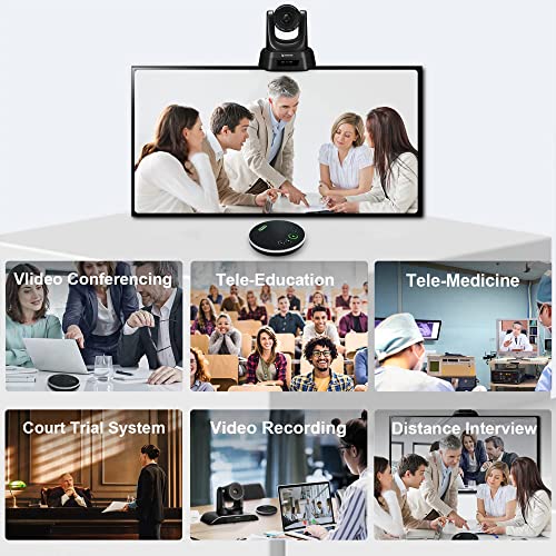 TONGVEO Conference Room Camera System with Bluetooth Speakerphone, 3X 1080P 60fps USB PTZ Video