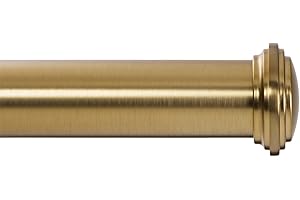 Ivilon Window Curtain Rod Decorative End Cap Design, 1 Inch Rod, 48 to 86 Inch. Warm Gold