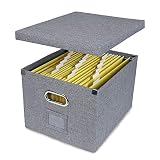 ATBAY File Storage Box Collapsible Large Capacity Office File Organizer for Letter/Legal Size Hanging File Folder Box, Gray 1Pack