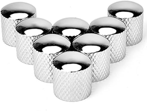 Electric Guitar Bass Dome Control Knobs for Fender Tele Replacement (Pack of 8 ) (Silver)