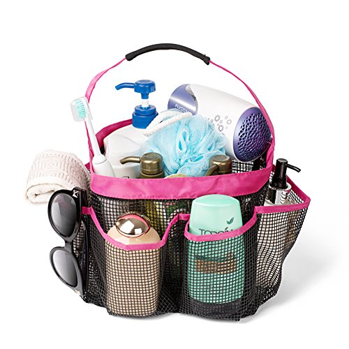 Titan Mall Shower Tote Quick Dry Toiletry and Bath Organizer Toiletry Caddy with Wide Mesh Fabric Shower Caddy for College, Dorms, Gym, Camp & Travel Hot Pink