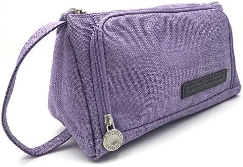 Large Capacity Pencil Case, Portable Zipper Closure Makeup Bag, Canvas Cell Phone Earphone Storage Pouch (Purple)