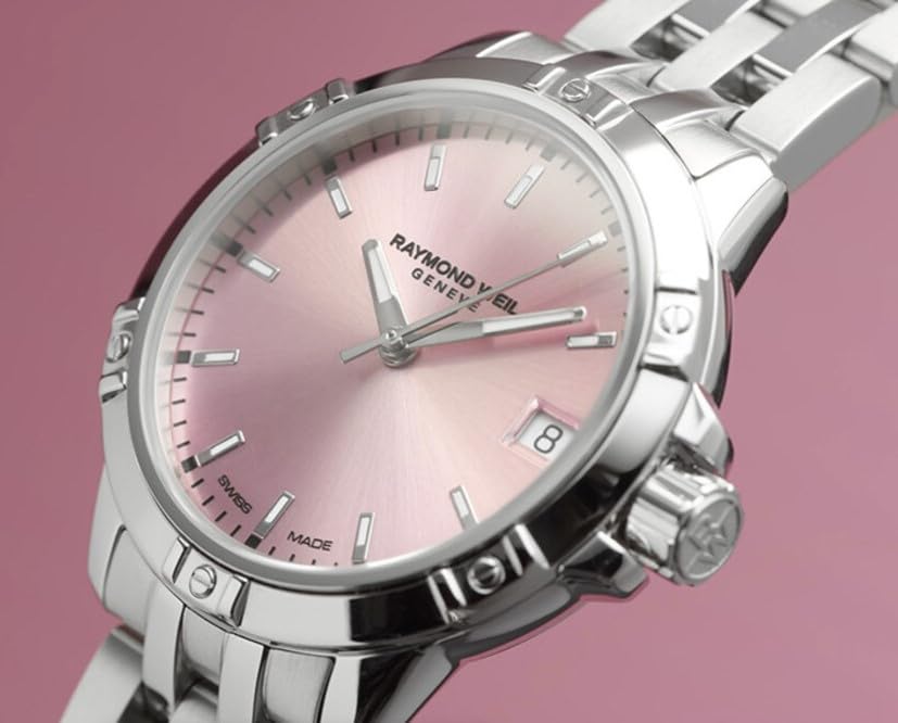 RAYMOND WEIL Tango Classic Women's Watch, Quartz, Pink Dial, Indexes, Stainless Steel Bracelet, 30mm (Model: 5960-ST-80001)