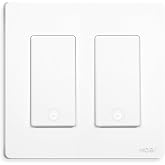 MOES Star Ring WiFi Smart Light Switch, Voice Alexa Google, 2 Gang | Star Ring Night Guide Glow, 2.4GHz WiFi No Hub Required, Smart Life App, Timer Away Mode, Single Pole Neutral Wire 10A