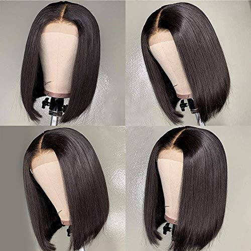 Straight-4x4-Lace-Closure-Short-Bob-Wigs-100-Unprocessed-Human-Hair-Lace-Front-Wigs-Brazilian-Virgin-Hair-Straight-Bob-4x4-Closure-Wigs-Human-Hair-for-Black-Women-12-inch-150-Density