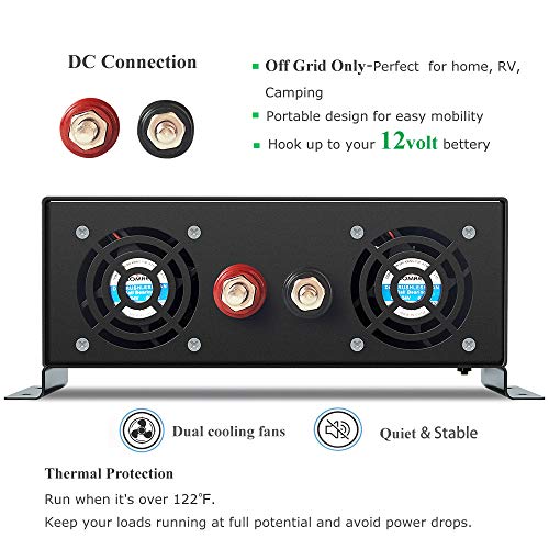 Rv Solar Inverter Power Inverter WZRELB 1500W 24V To 120V Pure Sine Wave | For Solar, RV ...