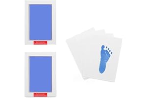 LelonHo 2 Pack Large Inkless Hand and Footprint Kit Clean Touch Ink Pad for Baby Pet Paw Print Kit(2 Blue Ink Pads,4 Imprint Cards)