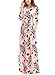 Women's Floral Print Round Neck 3 4 Sleeve Maxi Casual Dress Large Pink
