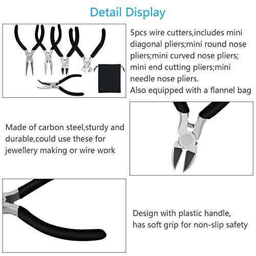 CHALA 5STK Schmuck Zangen Set Klein Zangensatz Mini Schmuckzangen Hochleistungs Zangensatz Seitenschneider Rundzange… – Bild 7