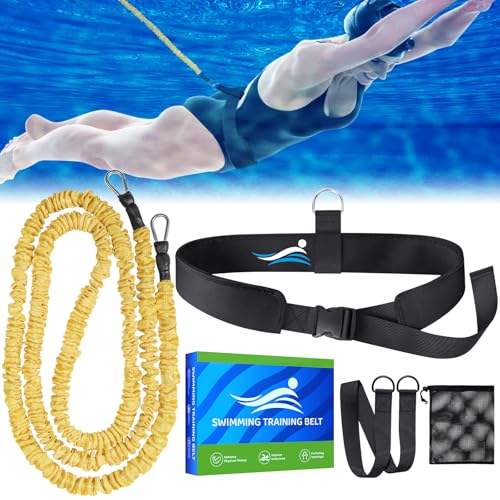 Swimming Belt for Pool, Swimming Aid Adult Pool, Swimming Belt Pool Adults, Swimming Resistance Belt with 2.5-7.5 m Adjustable Swimming Rope for Any Swimming Pool Without Countercurrent System