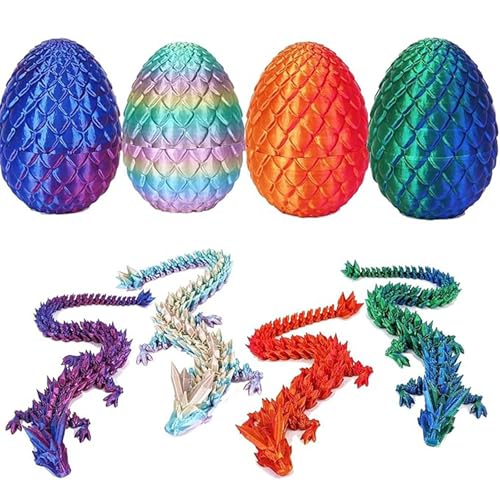 Uniiking® 3D Printed Dragon Eggs with Dragon Inside, 3D Printing Toys for Kids & Adults, Unique Desktop Decoration & Collectible(4 Pack, B)