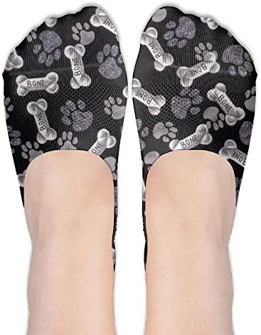 Low Cut Socks Paw Print And Dog Bone Womens Casual No Show Socks Non Slip Flat Boat Line