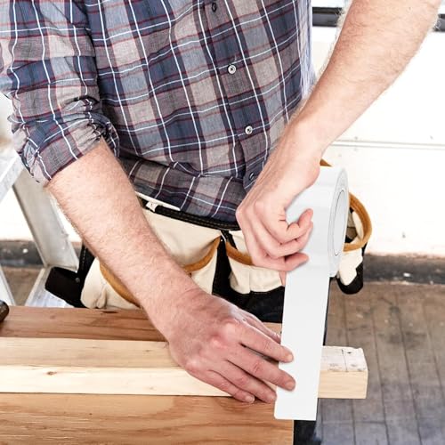 2 Roll White Duct Tape Heavy Duty Waterproof, 7.5 Mils Thickness Strong Adhesive Sticky, No Residue, Easy Tear by Hand for Home Repairs Indoor Outdoor Crafts Packing HVAC (White, 5cm*10m)