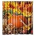 FMSHPON Autumn Leaves Happy Thanksgiving Day Pumpkin Sunflowers Bathroon Waterproof Shower Curtain Size 66