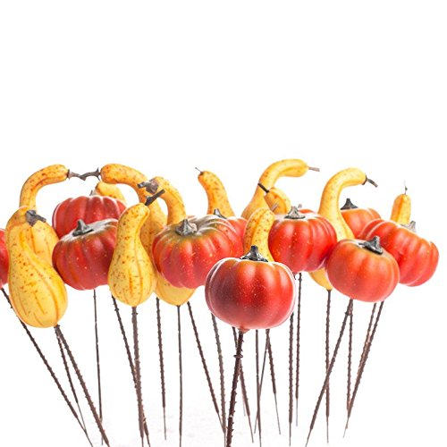 Factory Direct Craft Group Of 24 Small Decorative Artificial Autumn Assorted Pumpkin And Gourd Picks For Holiday And Home Decor And Crafting