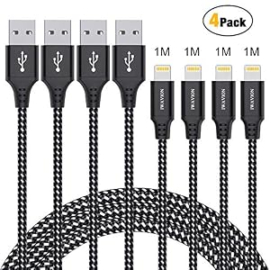 IWAVION Cavo iPhone,1M 4Pezzi Certificato MFi Cavo Lightning Nylon intrecciato Cavo Caricatore iPhone Veloce USB Cavo di Caricabatterie per iPhone XS/XS Max/XR/X/8/8 Plus/7/7 Plus/6s/6s Plus/6