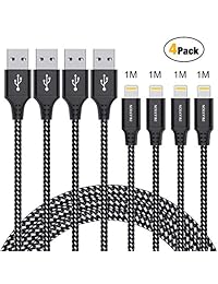 IWAVION iPhone Charger Cable, 4pack 3ft 1m Lightning Cable Nylon Braided iPhone Cable USB Sync Cord Fast iPhone Charging Cable for iPhone Xs Max X XR 8 7 6s 6 Plus SE 5 5s, iPad Mini Air, iPod
