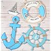 Wooden Nautical Lighthouse Anchor Wall Hanging Ornament, Beach Wooden Boat Ship Steering Wheel Wall Decor, Nautical Life…
