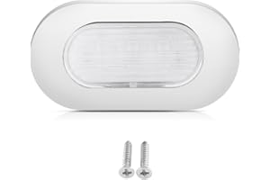 Marine 12V LED Courtesy Light, White Stainless Steel Oblong Spot Light for Boat Deck, Interior, Stairs, Pontoon, Yacht