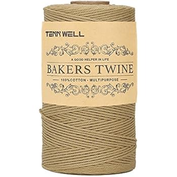 Tenn Well Cotton String, 3Ply 656Feet Bakers Twine Food Safe Cooking String for Trussing and Tying Poultry Meat Making Sausage DIY Crafts and Decoration