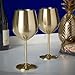 VonShef Gold Wine Glasses, Shatterproof Stainless Steel, Set of 2
