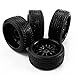 Yiguo Black Plastic 12-Spoke Wheel Rims and Diagonal Pattern Tires for HSP HPI RC 1:10 Drift Car set of 4