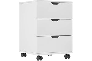 Farini Mobile File Cabinet for Home Office, 3 Drawer Chest Wood, Drawers Unit for Under Desk, Storage Drawers Cabinet White