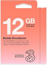 3 Mobile Pay As You Go 12GB Data SIM Card 365 Days Use view 1