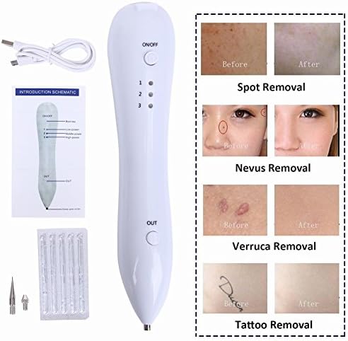 Skin Tag Repair Kit Multi-Speed Adjustable Freckle & Tattoo Beauty Equipment Home USB Charging/15 Replaceable Needle