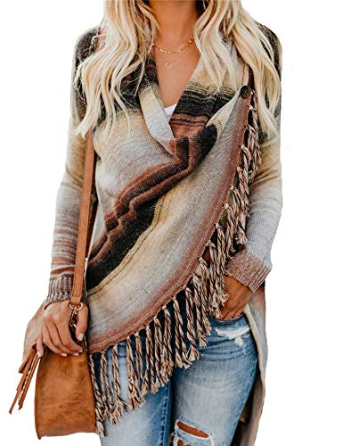 Relipop Women's Cardigans Open Front Color Stripe