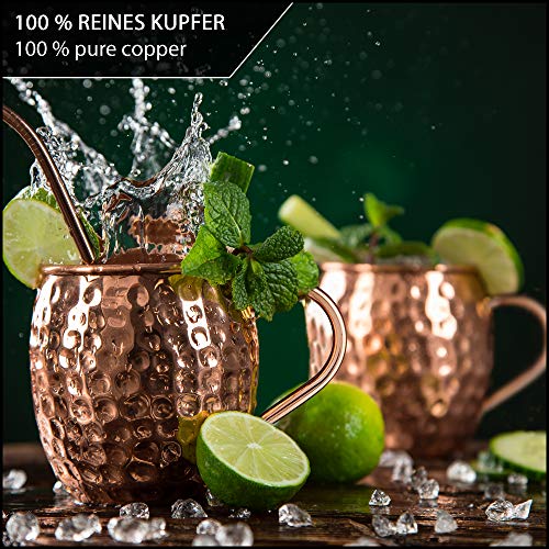 Sir Finley Monkey Moscow Mule Becher 4er Set - Kupferbecher reines Kupfer (100%) - Kupfertasse 450 ml geeignet für… – Bild 3