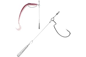 OJYDOIIIY Jika/Tokyo Rig (10/12 PCs) - Drop Shot Style Fishing Rigs with Weedless EWG Hooks (1/8 3/16 1/4 3/8 1/2oz) | Replaceable Hooks & Weights