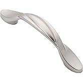 Alzassbg 10 Pack Brushed Satin Nickel Cabinet Pulls, 3 Inch(76mm) Hole Centers Arch Twisted Cabinet Handles Kichen Hardware f