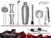 Сocktail Shaker 24 oz Stainless Steel Bartender Kit with Cobbler Drink Shaker - Bar Set 10 Tools: Martini Shaker, Strainer, Muddler, 2 Jiggers, Bar Spoon, Ice Tongs - Professional Cocktail Mixer Set