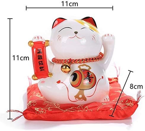 YOTATO 4 inch Ceramic Sculptures Maneki Neko Statues Lucky Cat Money Box Cat Ornament Piggy Bank Feng Shui Craft Gift