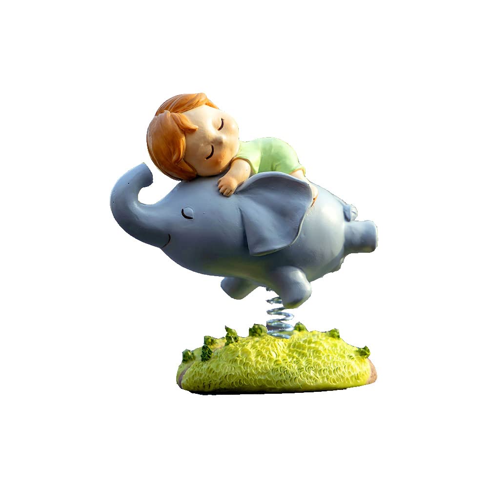 Gemmia Miniature Fairy Garden Figurine for Car Decor- Flying Fairy on Elephant