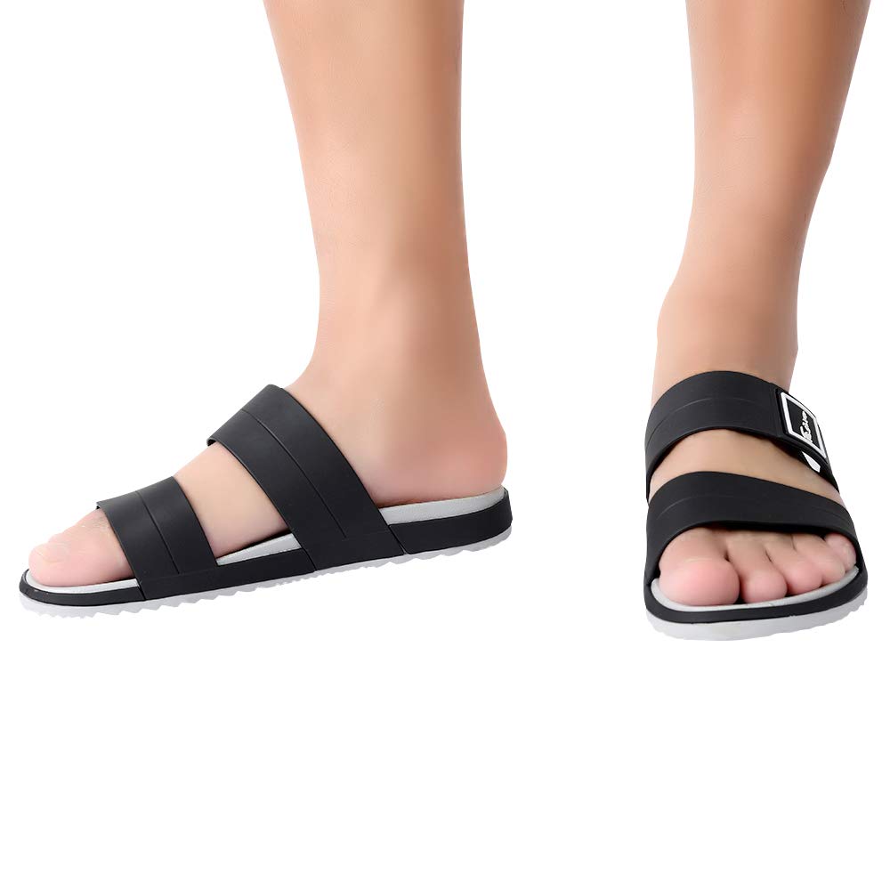 Fashion-zone Womens Flat Slide Sandals Comfortable EVA Slip On Shoes for Summer Beach,Black 250